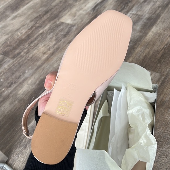 NWT&B! J. Crew Ballet Anya slingback flats with bow - Square Toe - Nude Satin - Picture 7 of 9